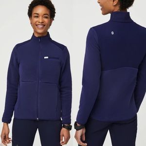 Figs • Navy On Shift Fleece Zip Up Jacket XL